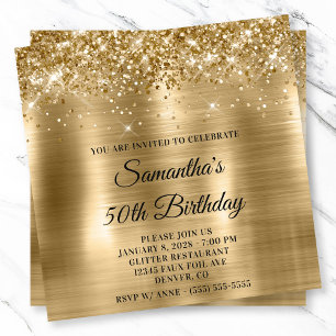 Invitation Glitterie Or Huile métallique Look 50e anniversair