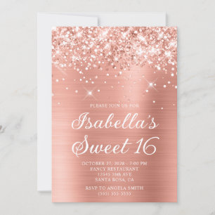 Invitation Glitterie Pink Peach Foil Sweet 16 Photo