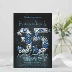 Invitation Glittering Sapphire Diamond 35e anniversaire fête