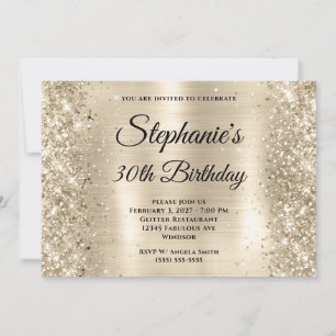 Invitation Glittery Champagne Gold Foil 30e anniversaire