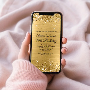 Invitation Glittery Gold Foil 30e anniversaire