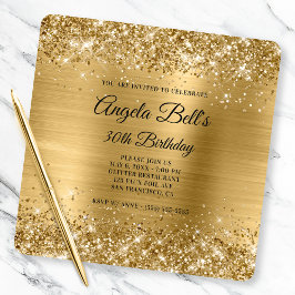 Invitation Glittery Gold Foil Fancy Monogramme 30e anniversai