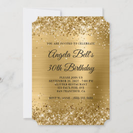 Invitation Glittery Gold Foil Fancy Monogramme 30e anniversai