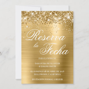 Invitation Glittery Gold Foil Photo Reserva La Fecha