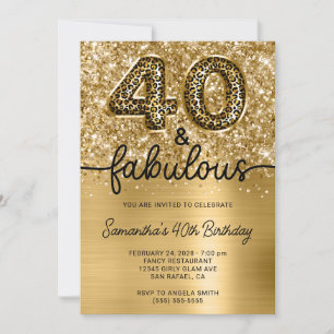 Invitation Glittery Gold Leopard 40 et fabuleux