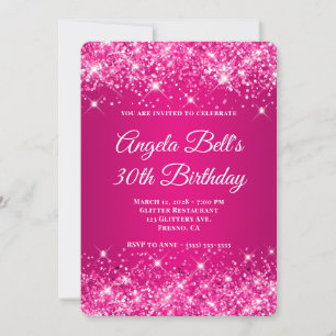 Invitation Glittery Hot rose Framboise Ombre 30e anniversaire