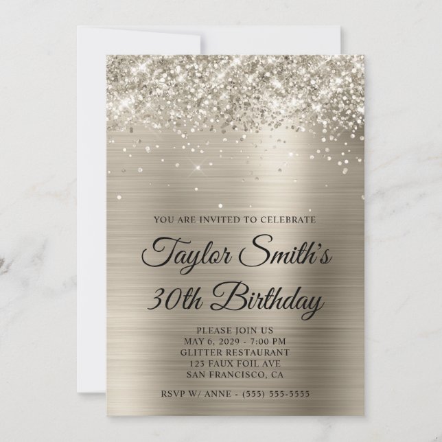 Invitation Glittery Platinum 30e anniversaire (Devant)