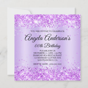 Invitation Glittery Purple Shimmer Diamond Seahorse Anniversa