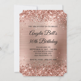 Invitation Glittery Rose Gold Fancy Monogramme 30e anniversai