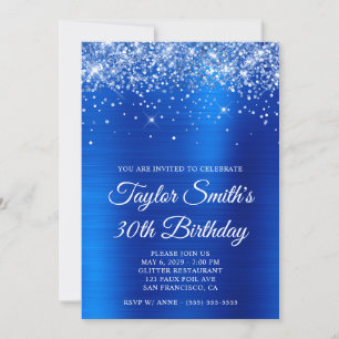 Invitation Glittery Royal Blue 30e anniversaire