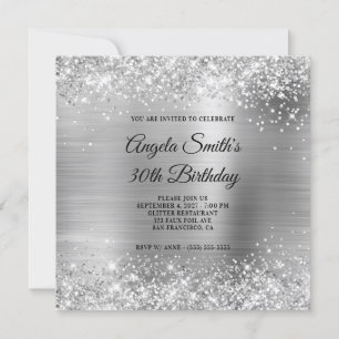Invitation Glittery Silver Foil 30e anniversaire