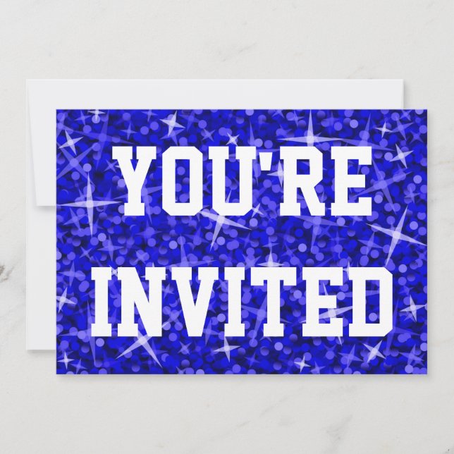 Invitation Glitz Dark Blue Vous êtes invité texte blanc (Devant)