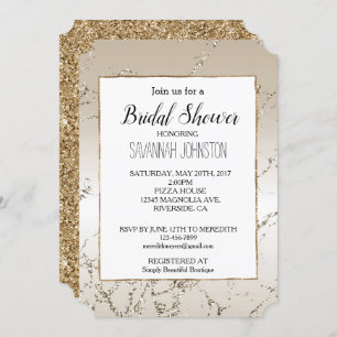 Invitation Glitz en marbre or et blanc