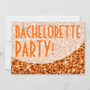 Invitation Glitz Orange courbe 'Bachelorette Party!'