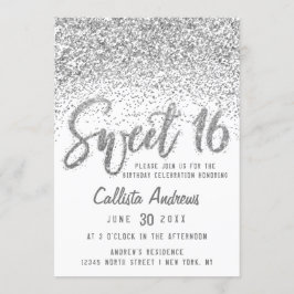 Invitation Glitzy blanc argenté Parties scintillant rayée dou