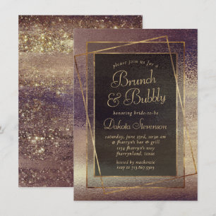 Invitation Glitzy Foil   Golden Bronze Cuivre Boubbly Brunch