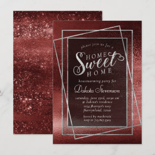 Invitation Glitzy Foil   Henna Crimson Rouge Glam Ménage