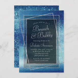 Invitation Glitzy Foil Ice Blue Iridescente Champagne Brunc