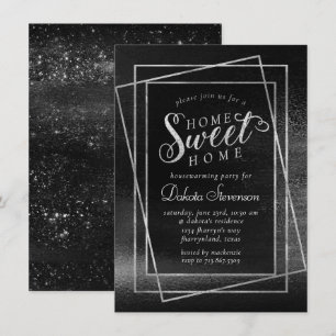 Invitation Glitzy Foil   Réchauffement ménager en argent plat