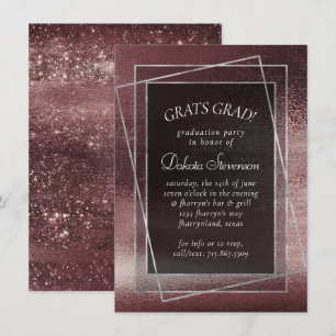 Invitation Glitzy Foil Rose Gold Mauve Blush Graduation