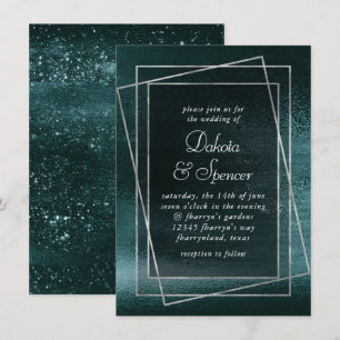 Invitation Glitzy Foil Shamrock Green Faux Mariage métalliq