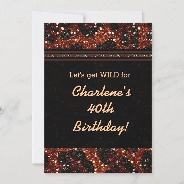 Invitation Glitzy Glam Parties scintillant Leopard Cheetah In (Devant)