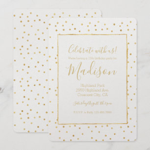 Invitation Glitzy Gold Confetti Anniversaire