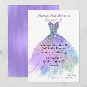 Invitation Glitzy Party Dress Sweet 16 Anniversaire Invitatio