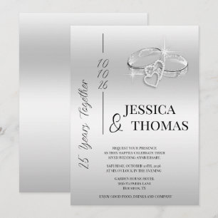 Invitation Glitzy Posh 25e anniversaire du Mariage d'argent