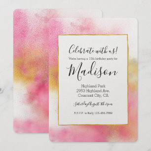 Invitation Glitzy rose or blanc étincelle et brillant anniver