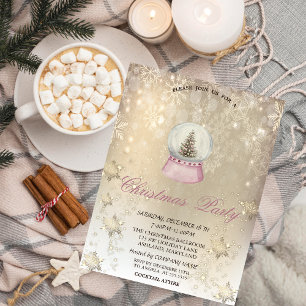 Invitation Globe d'arbre de pin à l'aquarelle Flocons de neig