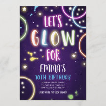 Glow Party Neon Dance Disco Anniversaire Invitatio