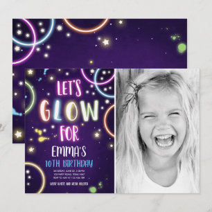 Invitation Glow Party Neon Dance Disco Anniversaire Invitatio