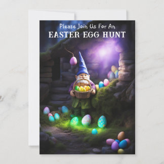 Invitation Gnome à la nuit Joyeux chasse aux oeufs de Pâques