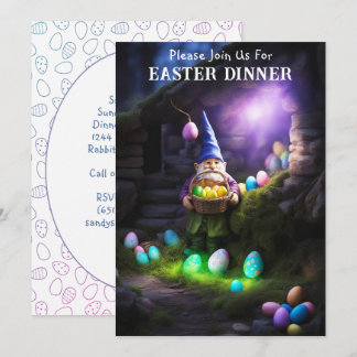 Invitation Gnome à Night & Eggs Dîner de Pâques