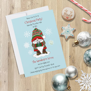 Invitation Gnome de Noël Cosy Rouge Vert Hiver Mignon