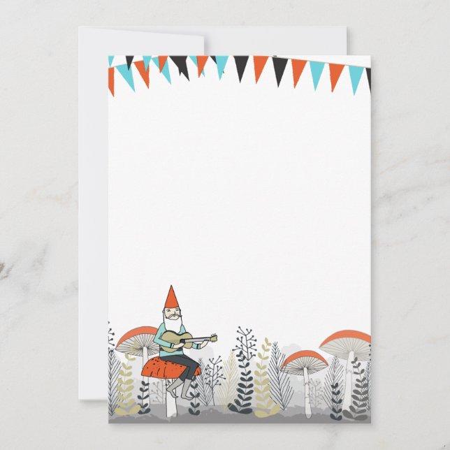 Invitation Gnome jouant l'invitation de guitare (Devant)