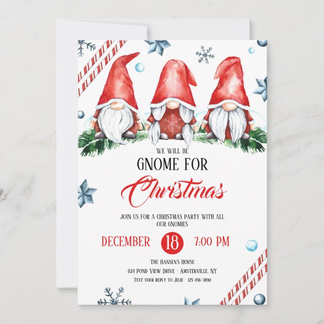 Invitation Gnome Pour Fête De Noël (Devant)