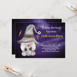 Invitation Gnome Sorcière Magique Nuageux Blue Sky Halloween
