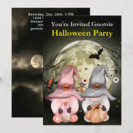 Invitation Gnome sorcières Pleine lune Halloween Party