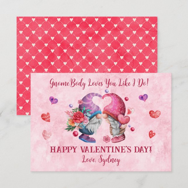 Invitation Gnomebody Vous Aime Comme Je Fais Valentines Day (Devant / Derrière)