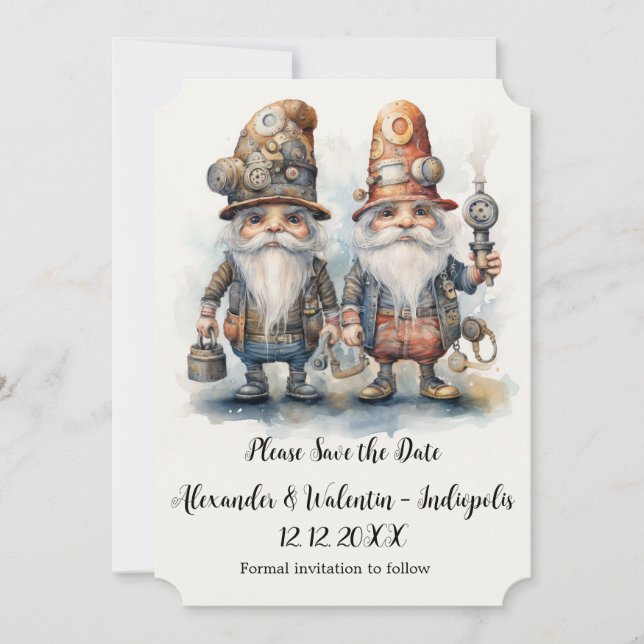 Invitation Gnomes de fête Sauvegarder la date (Devant)