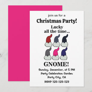 Invitation Gnomes de Noël Xmas Chanceux Fête de Noël