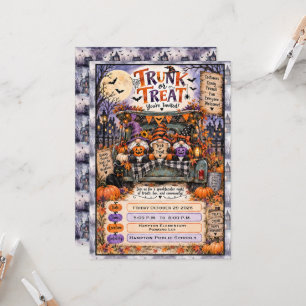 Invitation Gnomes effrayants de Halloween Fête du coffre ou t