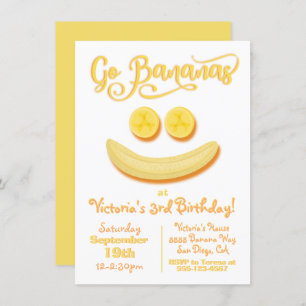 Invitation Go Bananas Joyeux visage fête d'anniversaire