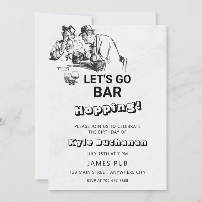 Invitation Go Bar Hopping Fête d'anniversaire (Devant)