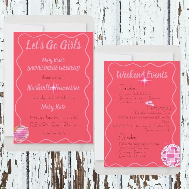 Invitation Go Girls Nashville Thème Bachelorette (Créateur téléchargé)