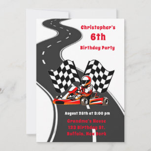 Invitation Go Kart Racing Garçon fête d'anniversaire