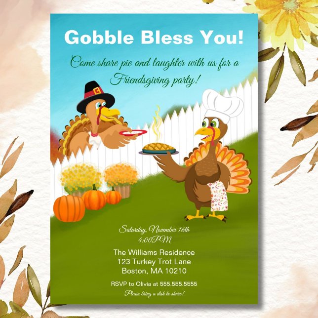 Invitation Gobble vous bénisse Funny Turkey's Friendsgiving (Créateur téléchargé)