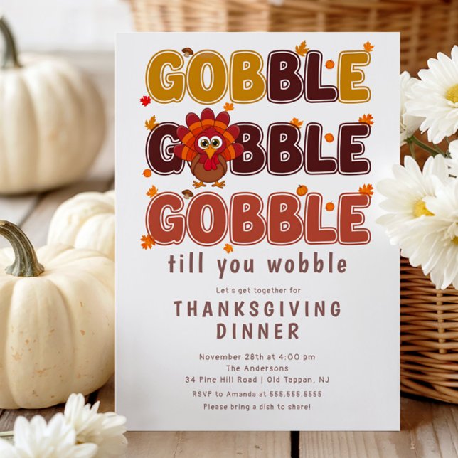 Invitation Gobble & Wobble Thanksgiving (Créateur téléchargé)